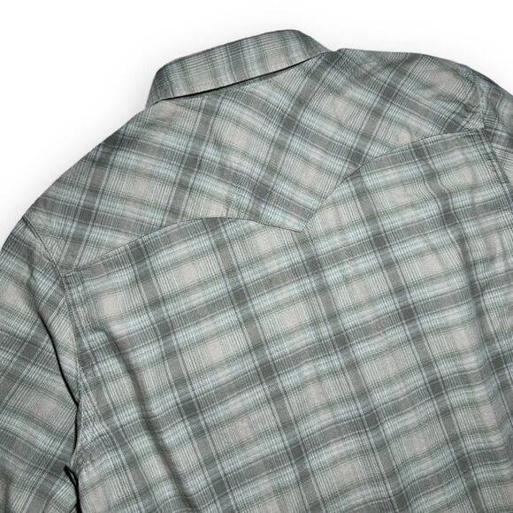 Tecovas L Sawtooth Plaid Western Pearl Snap Shirt Grey Green Cowboy - Picture 6 of 8